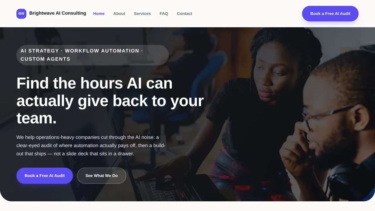 Brightwave AI Consulting — AI Automation Consultancy Website (Frontend + Backend) — Dynamic Websites template preview