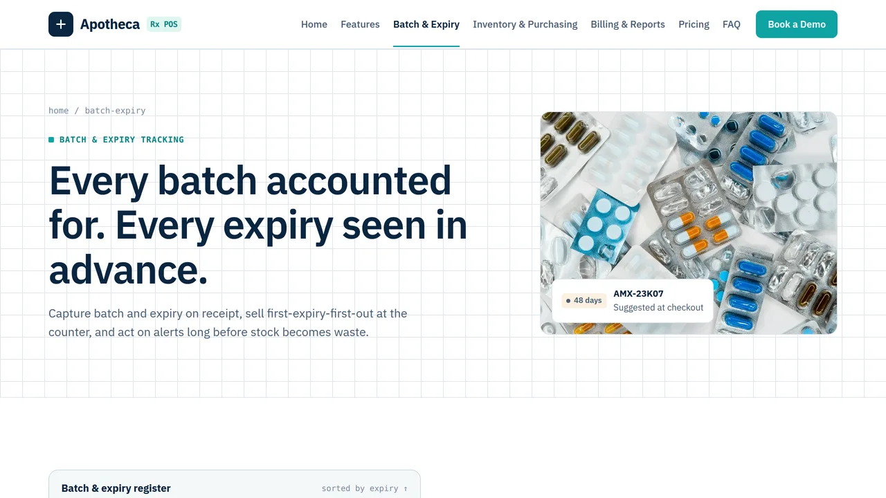 Apotheca Rx POS — Pharmacy & Medical Retail POS Software Website (Frontend + Backend) — preview screenshot 3 of 3