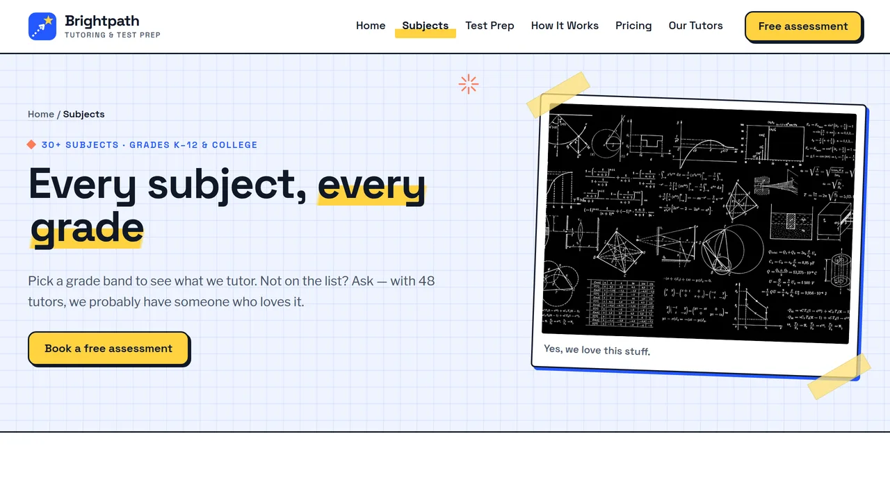 Brightpath Tutoring & Test Prep — Tutoring & Test Prep Center Website (7 Pages) — preview screenshot 2 of 4