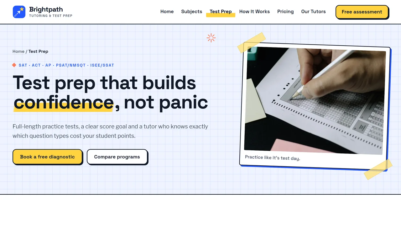 Brightpath Tutoring & Test Prep — Tutoring & Test Prep Center Website (7 Pages) — preview screenshot 3 of 4