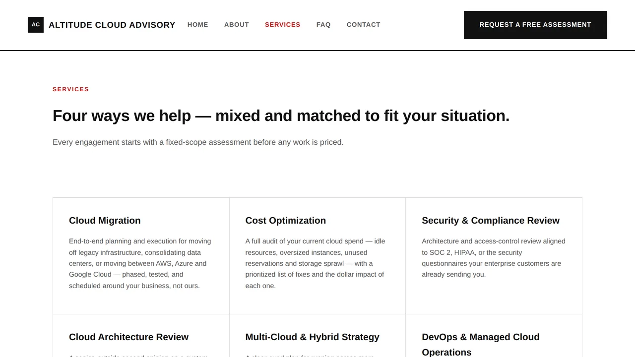 Altitude Cloud Advisory — Cloud Consulting Company Website (Frontend + Backend) — preview screenshot 3 of 3
