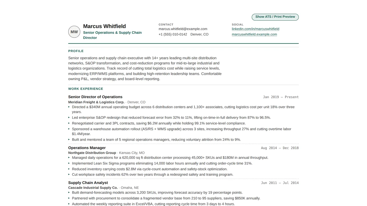 Compact Single-Page Dense — ATS-Friendly Resume & CV Template — Resumes & CVs template preview