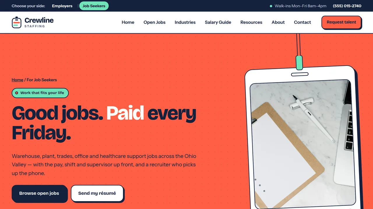 Crewline Staffing — Staffing & Recruitment Agency Website (9 Pages) — preview screenshot 3 of 4