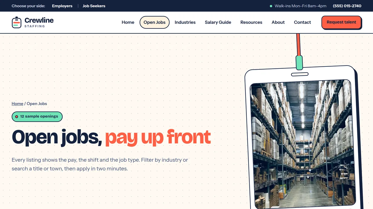 Crewline Staffing — Staffing & Recruitment Agency Website (9 Pages) — preview screenshot 4 of 4