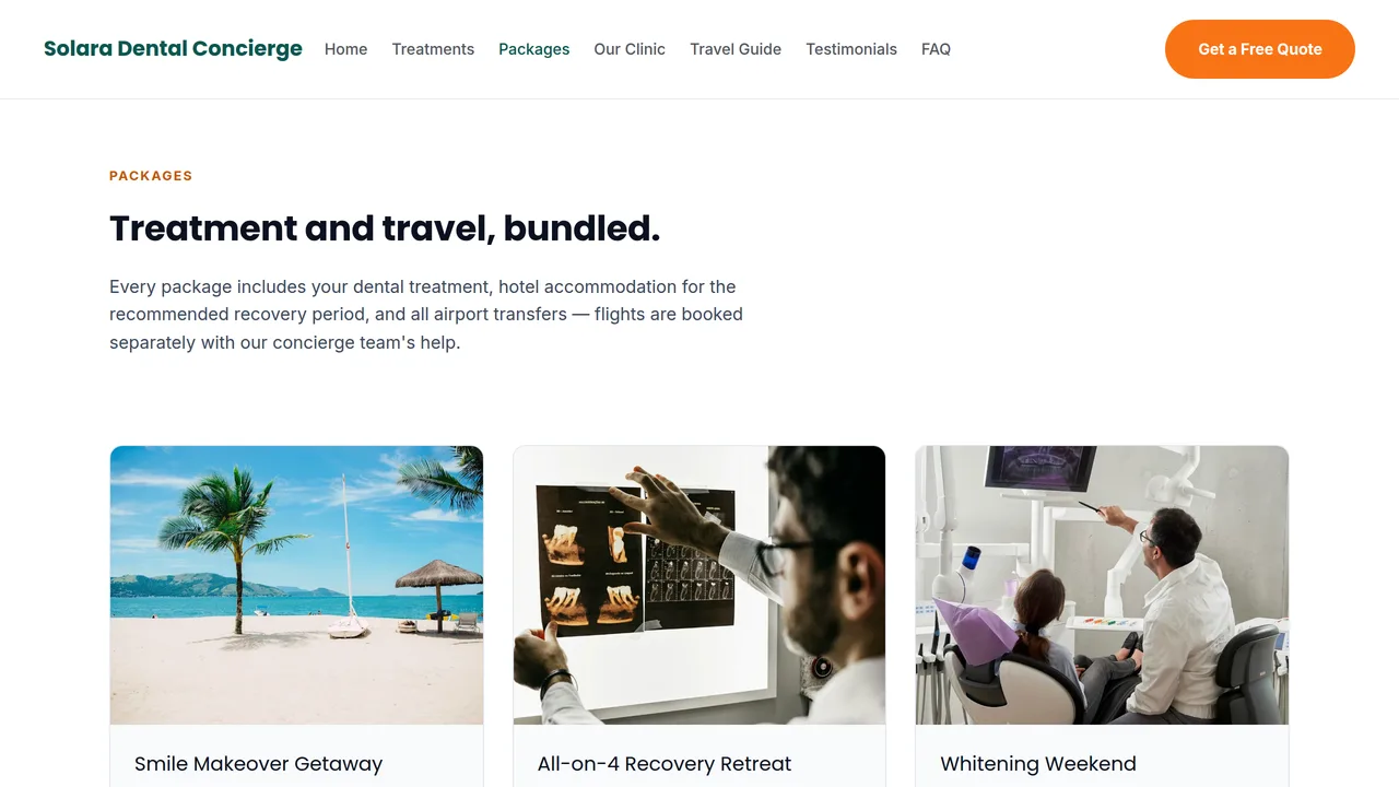 Solara Dental Concierge — Dental Tourism Agency Website (Frontend + Backend) — preview screenshot 3 of 3