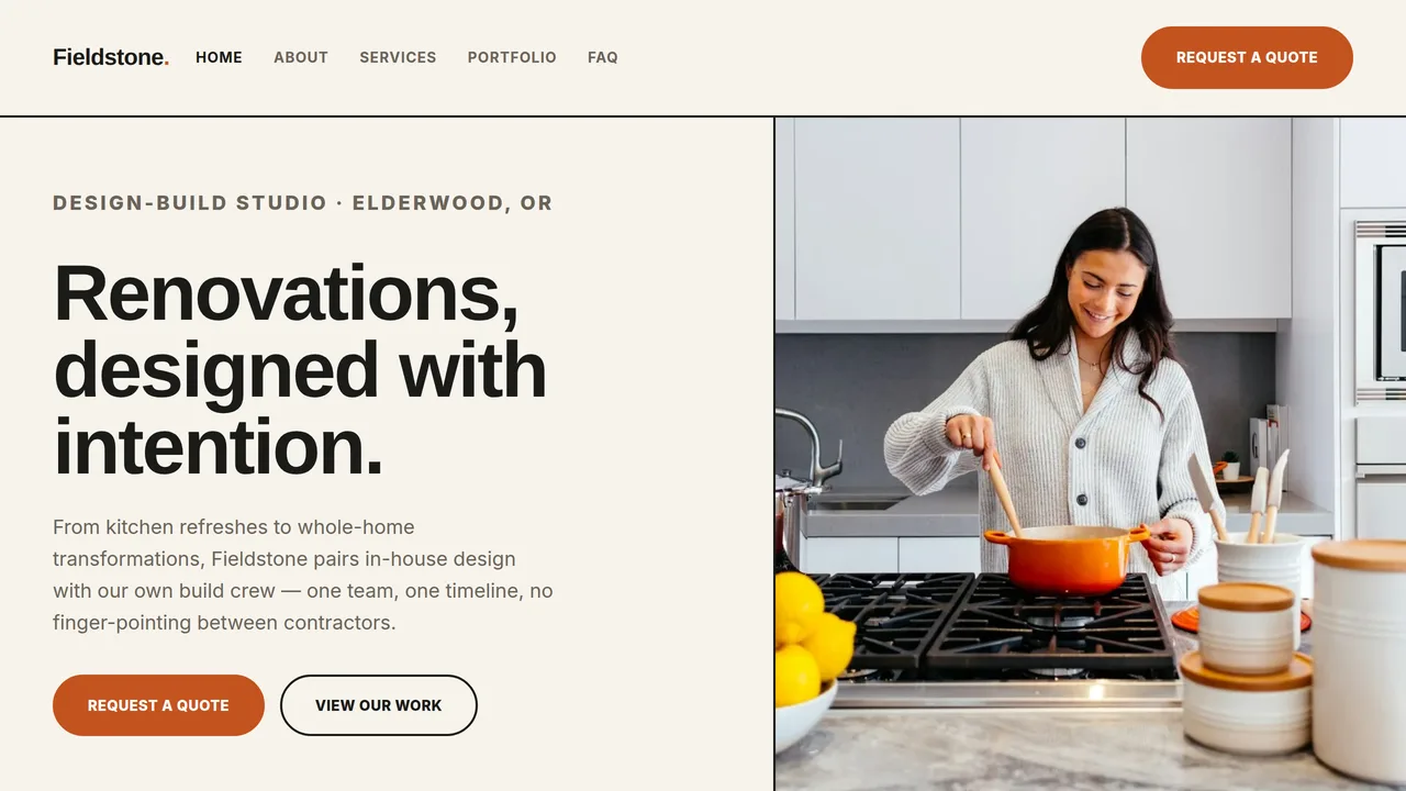 Fieldstone Renovation Co. — Home Renovation Company Website (Frontend + Backend) — Dynamic Websites template preview