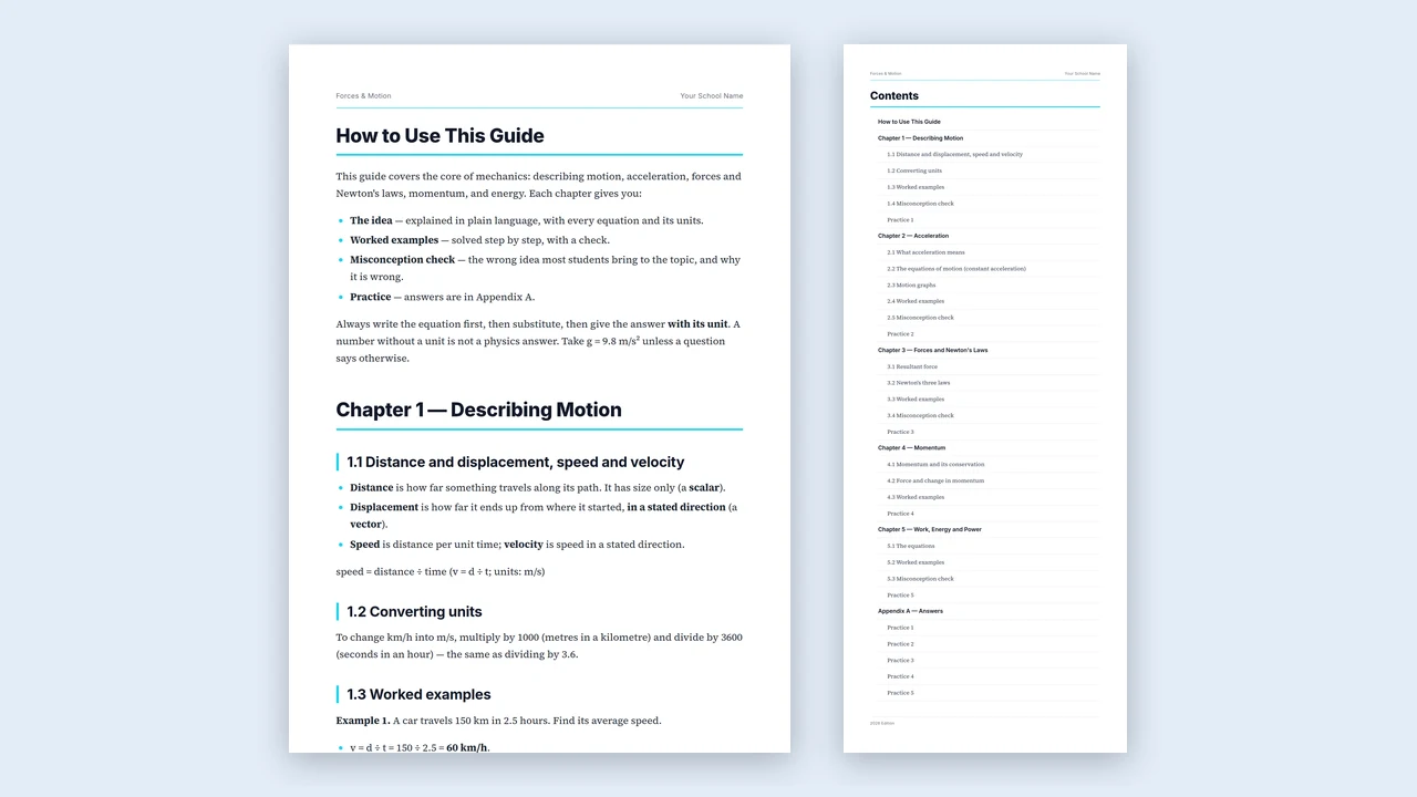 Forces & Motion Physics Study Guide — preview screenshot 2 of 2