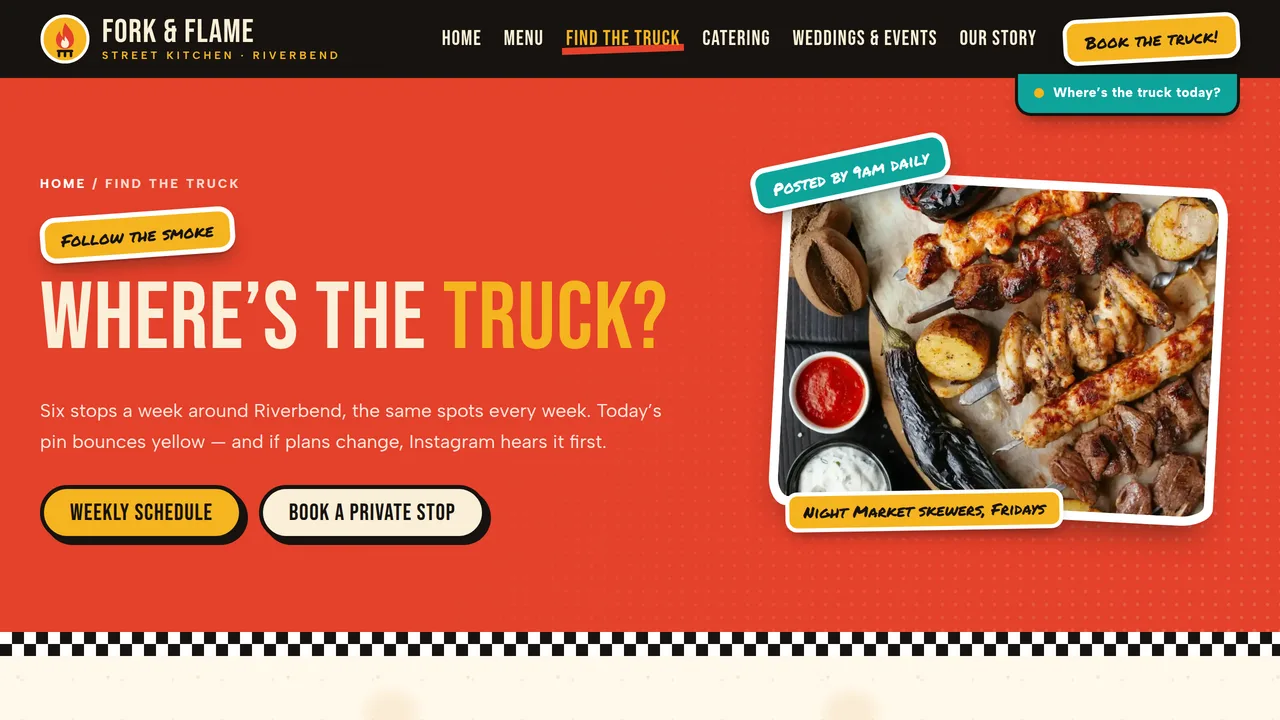 Fork & Flame Street Kitchen — Food Truck & Catering Website (7 Pages) — preview screenshot 3 of 4