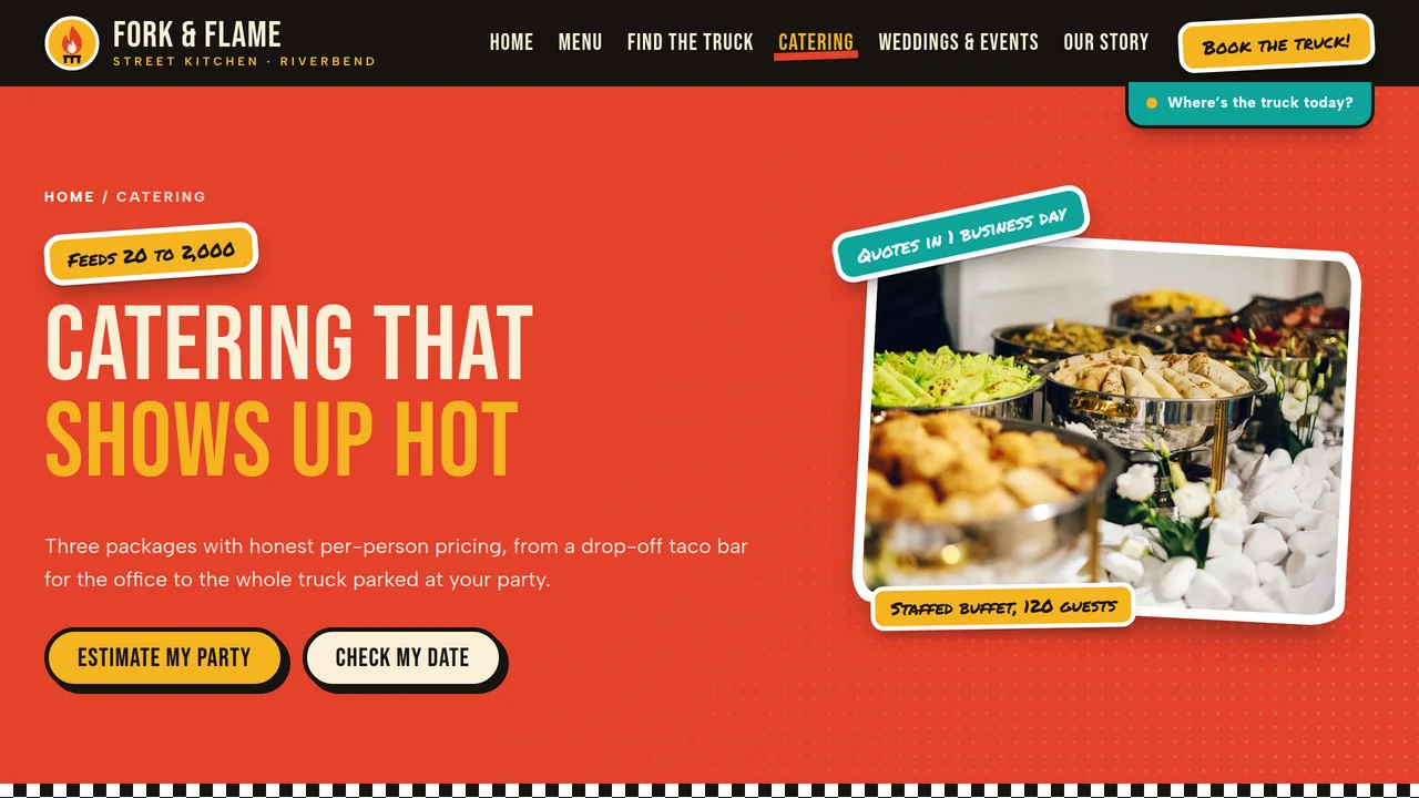 Fork & Flame Street Kitchen — Food Truck & Catering Website (7 Pages) — preview screenshot 4 of 4