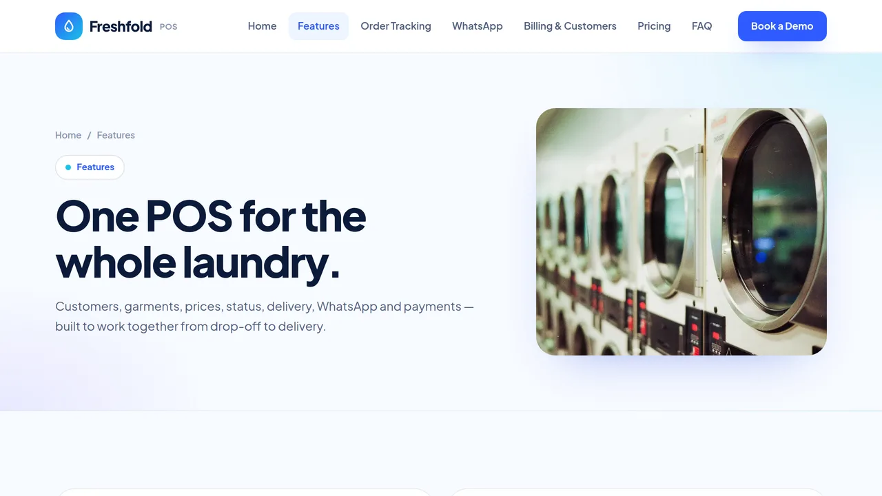 Freshfold POS — Laundry & Dry Cleaning POS Software Website (Frontend + Backend) — preview screenshot 2 of 3