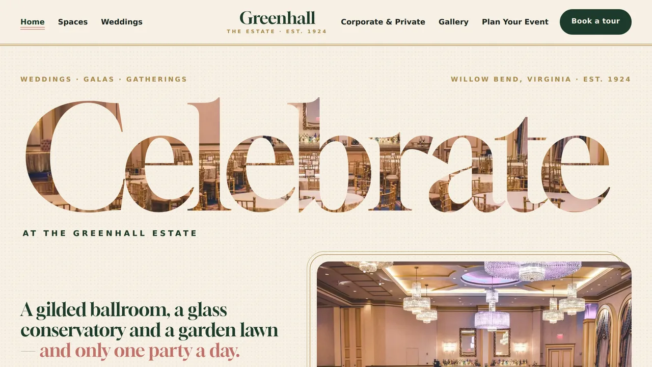 The Greenhall Estate — Wedding & Event Venue Website (7 Pages) — preview screenshot 1 of 4