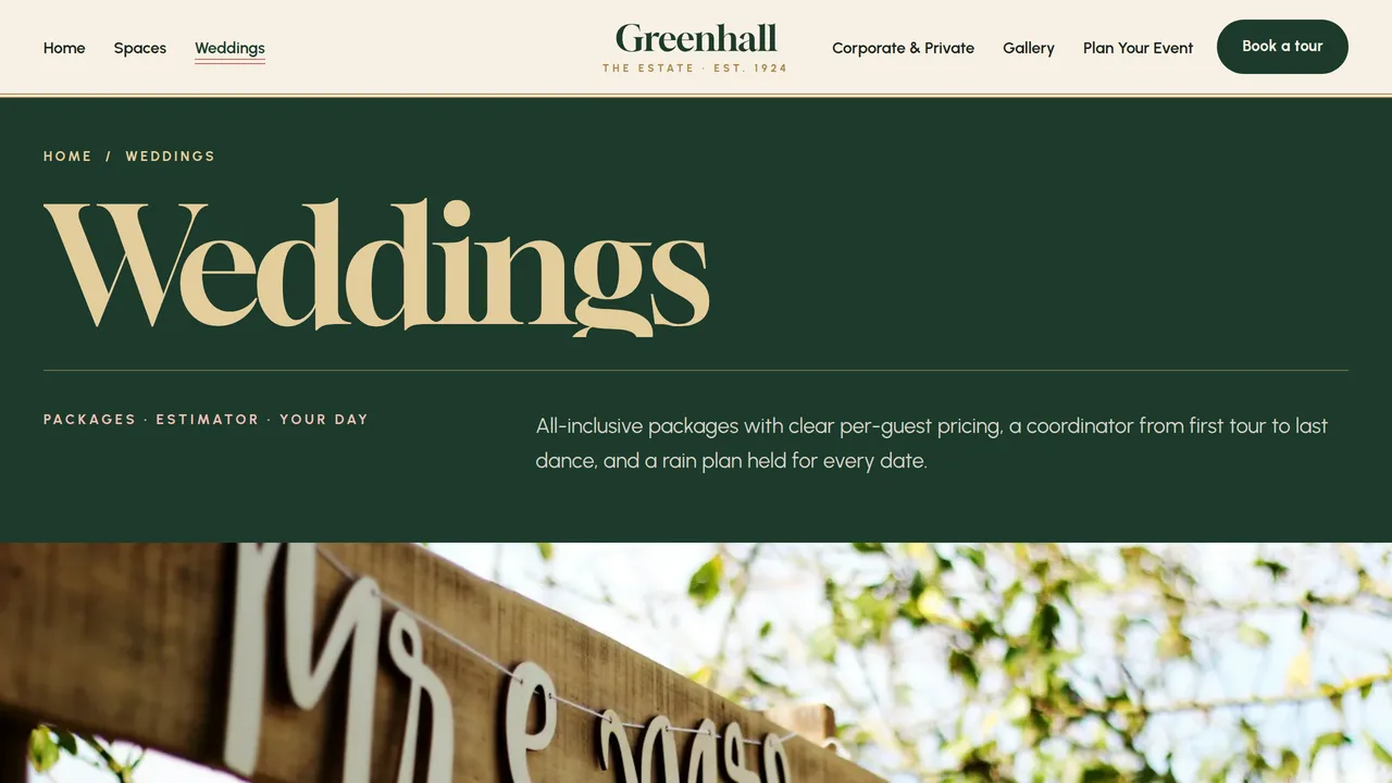 The Greenhall Estate — Wedding & Event Venue Website (7 Pages) — preview screenshot 3 of 4