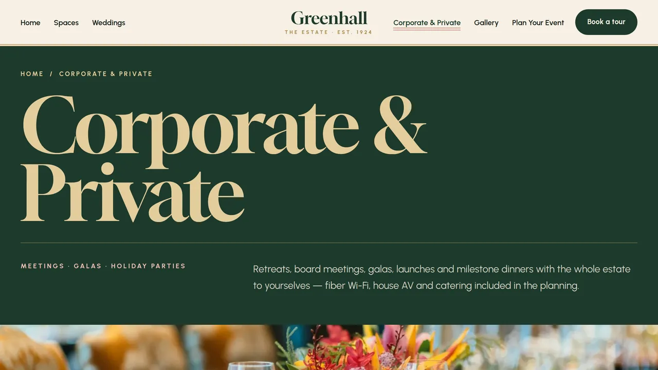 The Greenhall Estate — Wedding & Event Venue Website (7 Pages) — preview screenshot 4 of 4