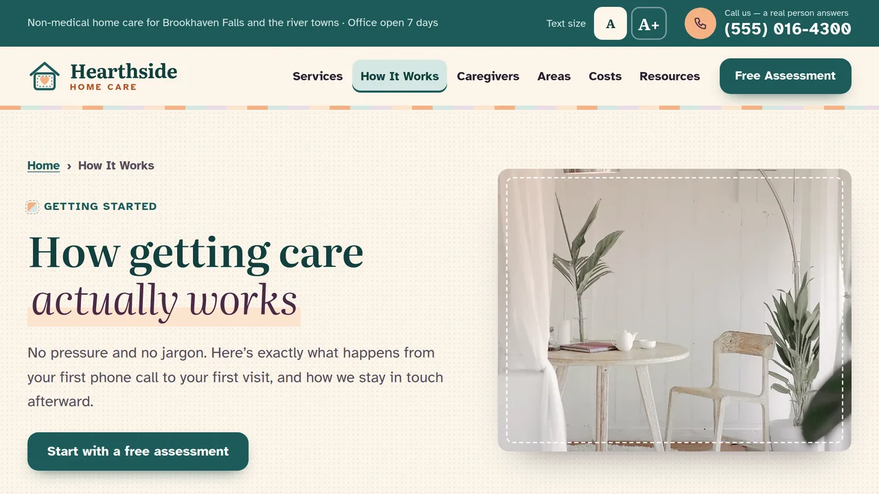 Hearthside Home Care — Home Care & Senior Care Agency Website (8 Pages) — preview screenshot 3 of 4