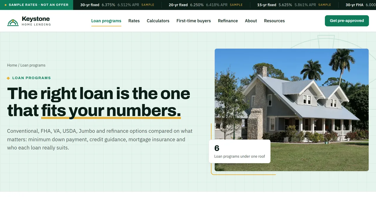 Keystone Home Lending — Mortgage Broker & Home Loan Website (9 Pages) — preview screenshot 2 of 4