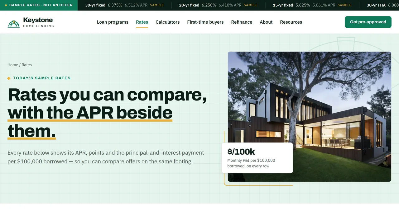 Keystone Home Lending — Mortgage Broker & Home Loan Website (9 Pages) — preview screenshot 3 of 4