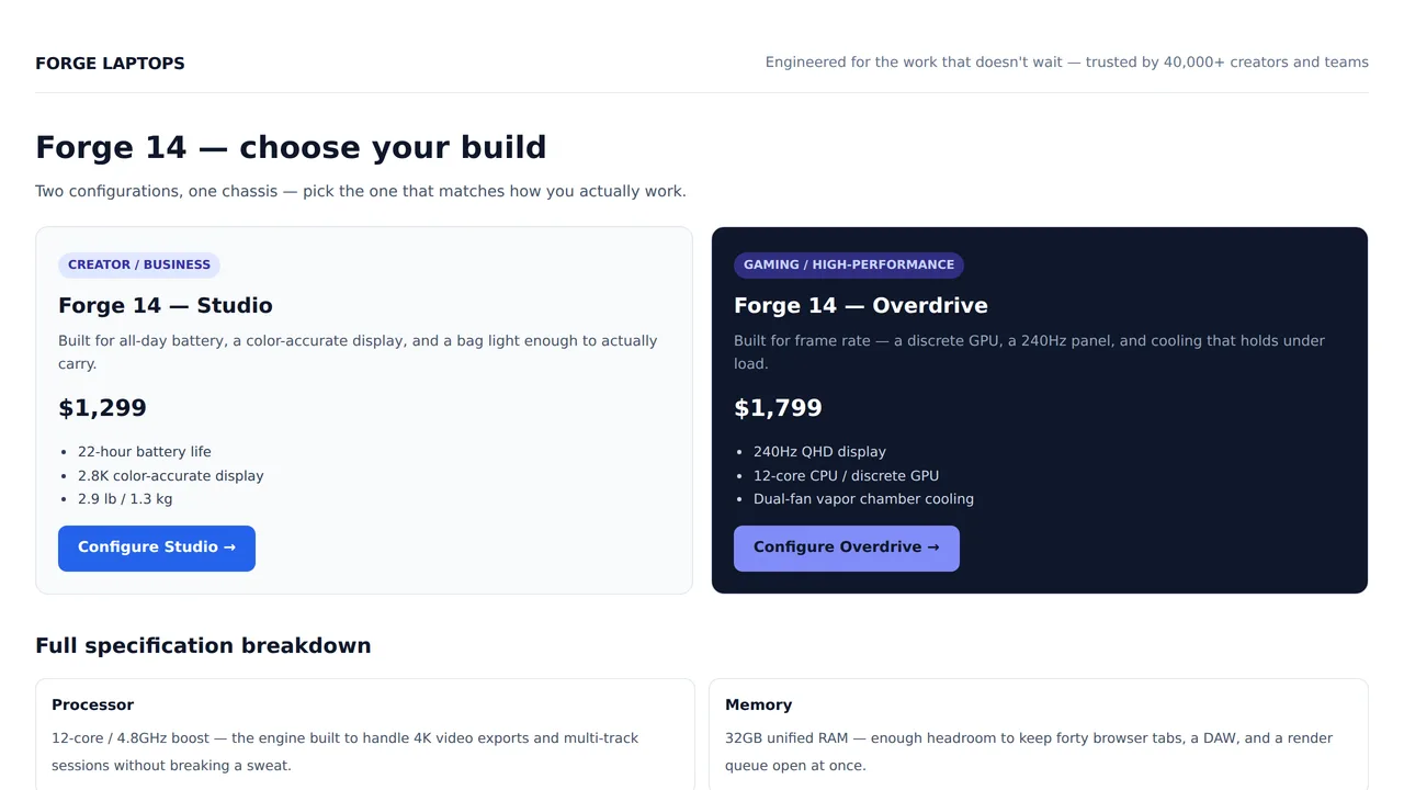 Laptop Product Launch Promo Page — Sales & Promos template preview