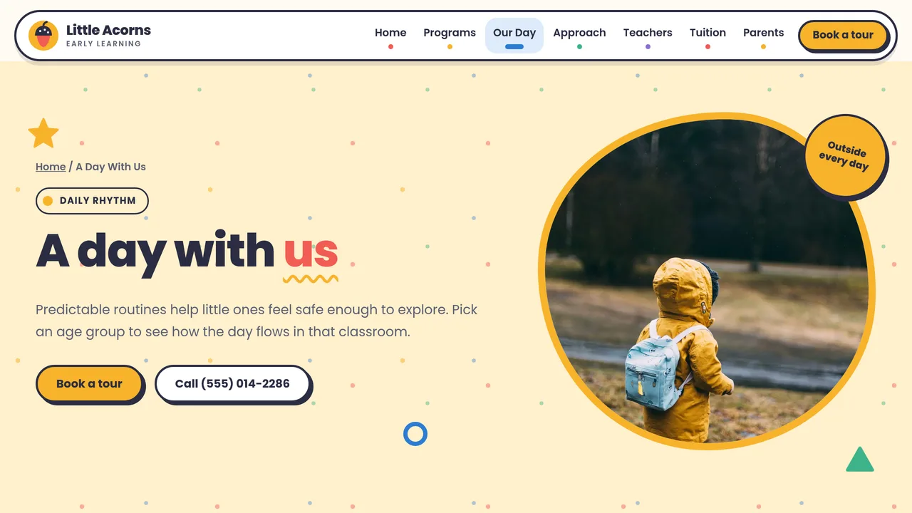 Little Acorns Early Learning — Daycare & Preschool Website (8 Pages) — preview screenshot 3 of 4