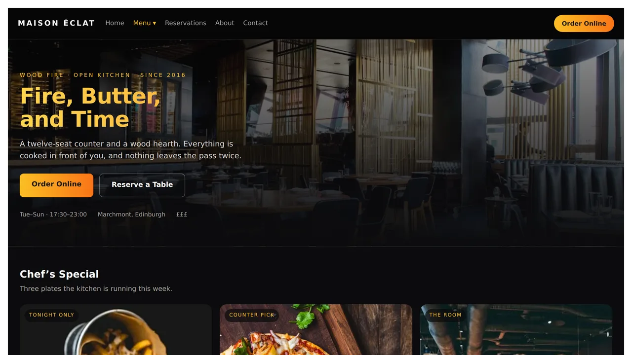Maison Éclat — Multi-Page Restaurant Website — Static Websites template preview