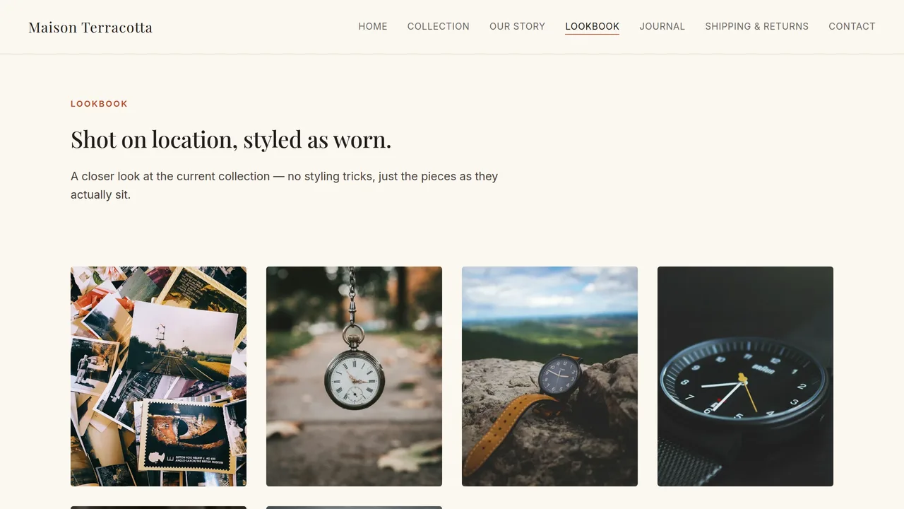 Maison Terracotta — Fashion Boutique Website (Frontend + Backend) — preview screenshot 3 of 3