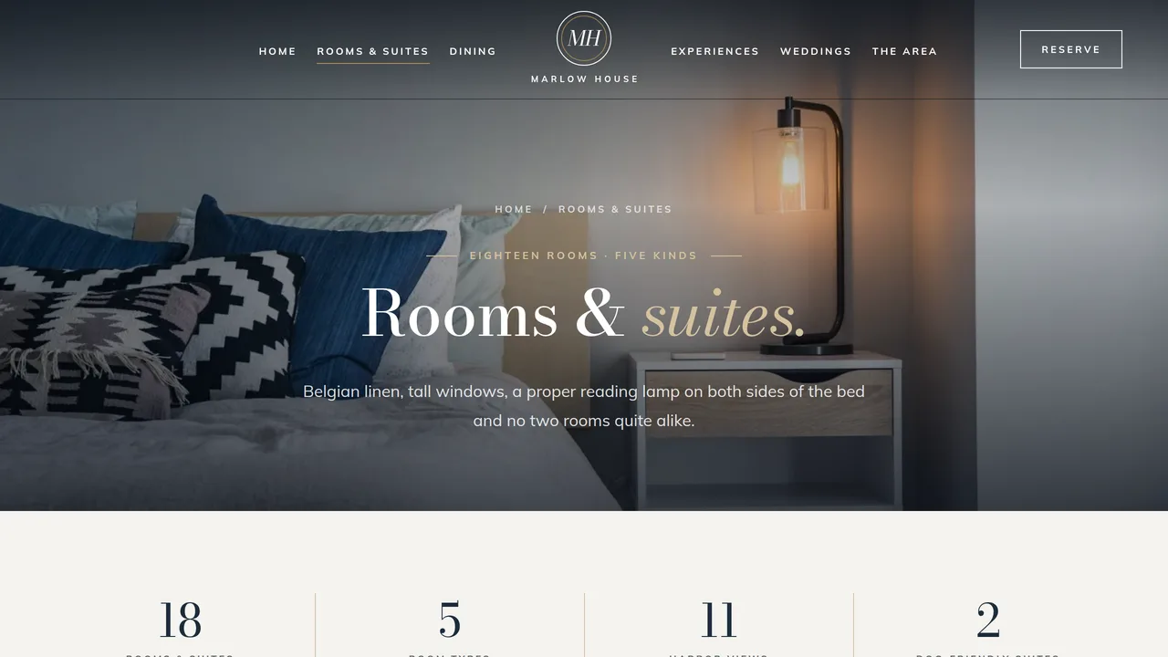 The Marlow House Inn — Boutique Hotel & Inn Website (7 Pages) — preview screenshot 2 of 4