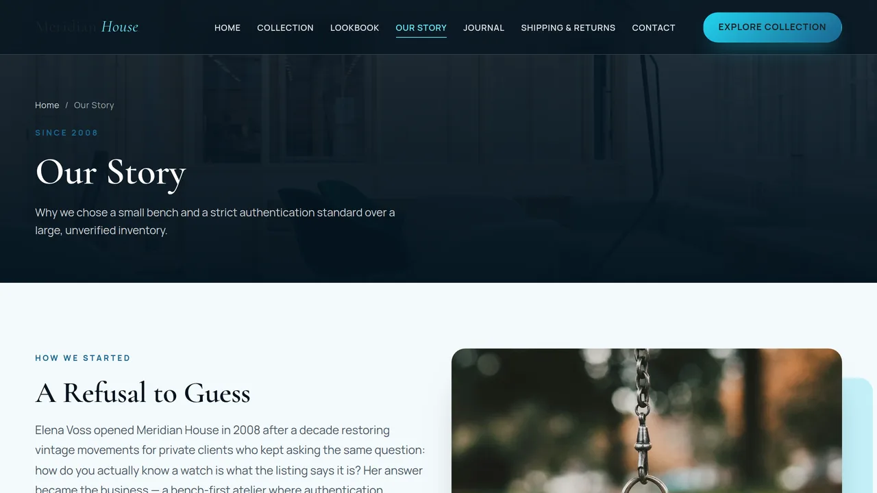Meridian House — Luxury Watch Store Website (8 Pages) — preview screenshot 4 of 4