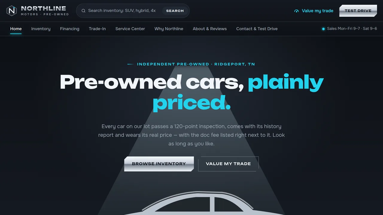 Northline Motors — Used Car Dealership Website (8 Pages) — preview screenshot 1 of 4