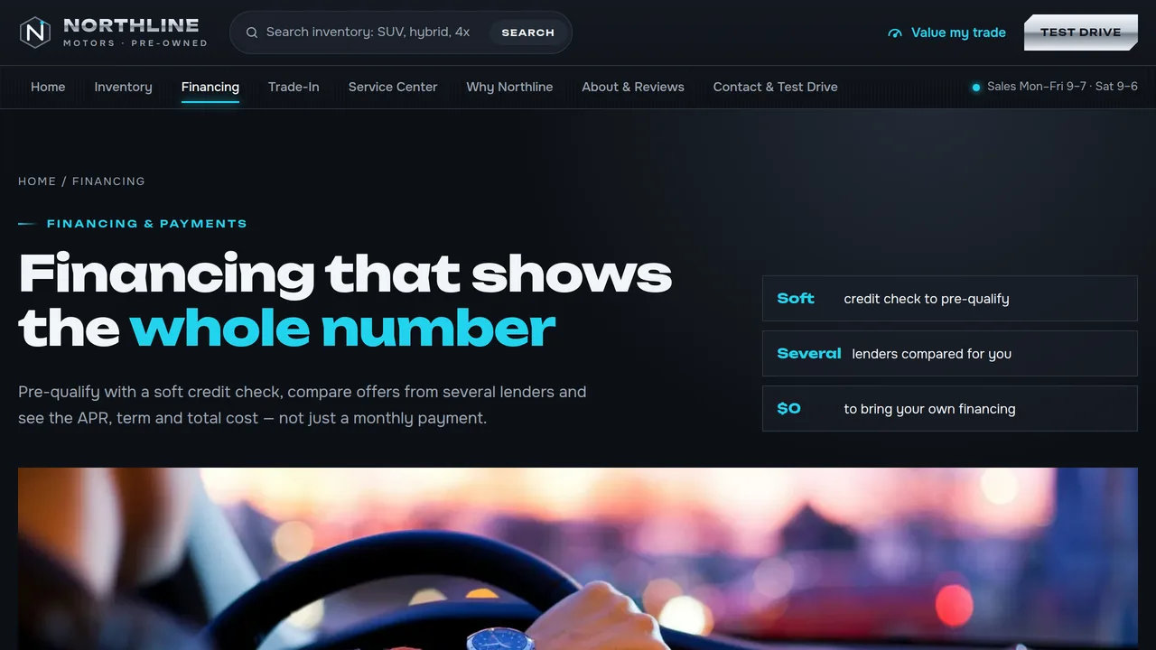 Northline Motors — Used Car Dealership Website (8 Pages) — preview screenshot 3 of 4
