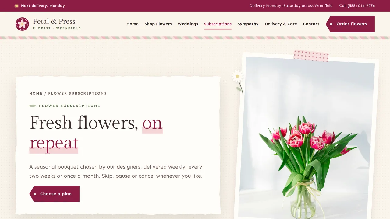 Petal & Press Florist — Florist & Flower Shop Website (7 Pages) — preview screenshot 4 of 4
