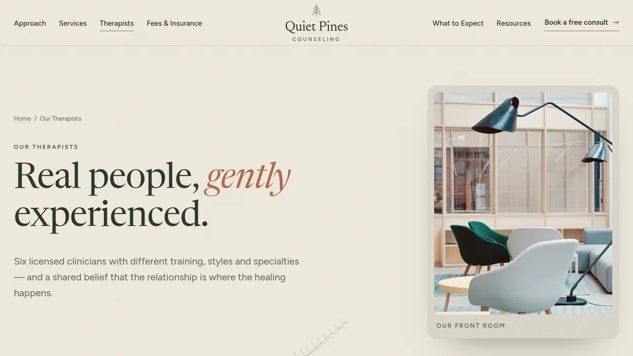 Quiet Pines Counseling — Therapy & Counseling Practice Website (8 Pages) — preview screenshot 4 of 4
