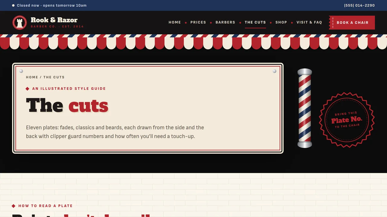 Rook & Razor Barber Co. — Barbershop Website (7 Pages) — preview screenshot 4 of 4
