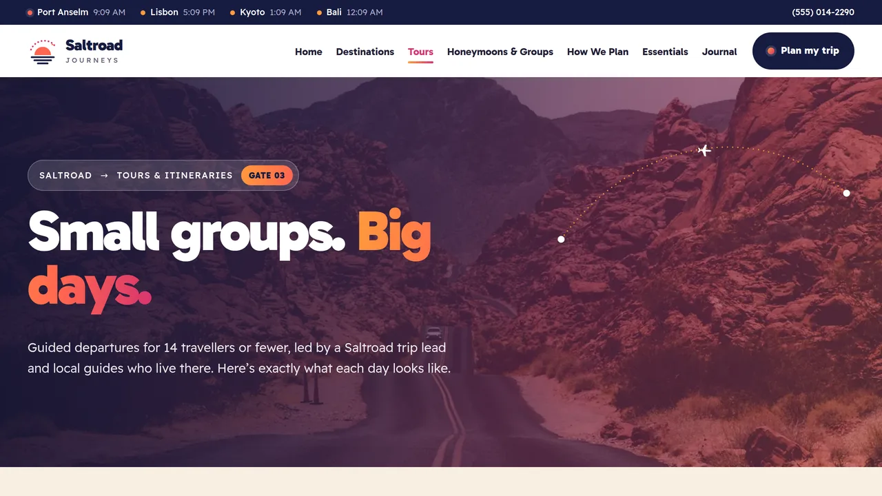 Saltroad Journeys — Travel Agency & Tour Operator Website (8 Pages) — preview screenshot 3 of 4