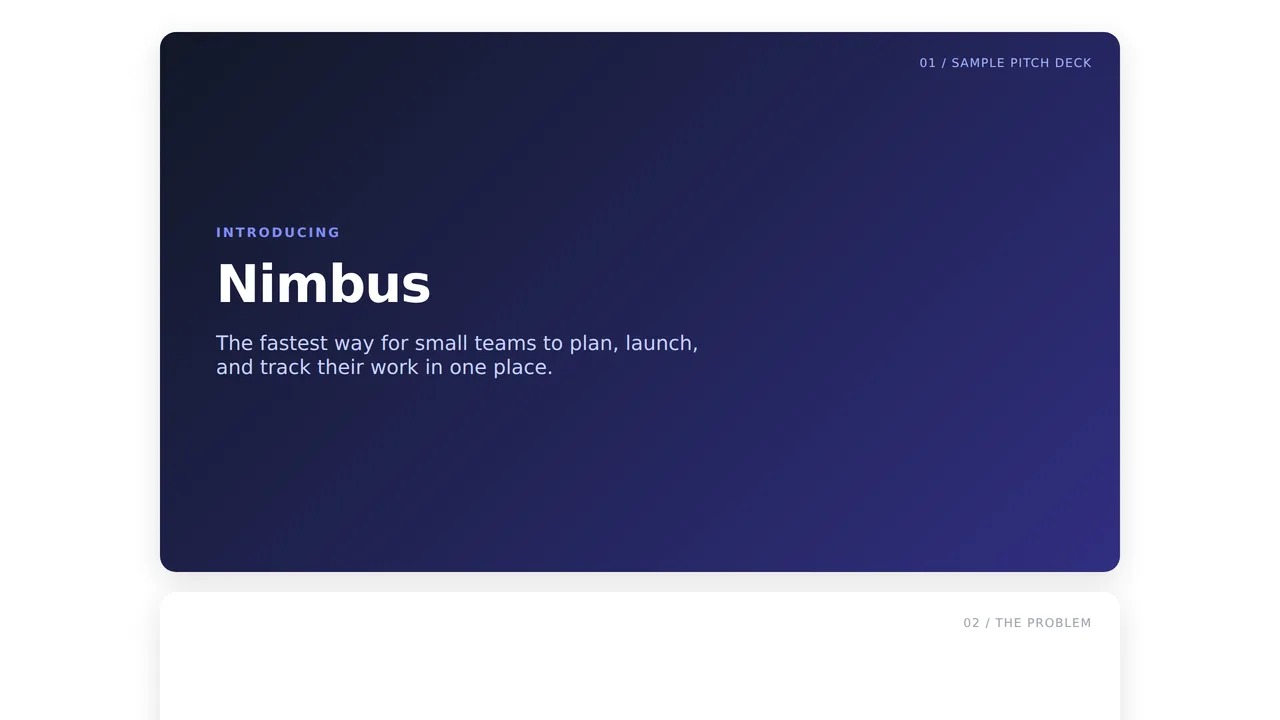 Startup Pitch Deck Sample — preview screenshot 1 of 1