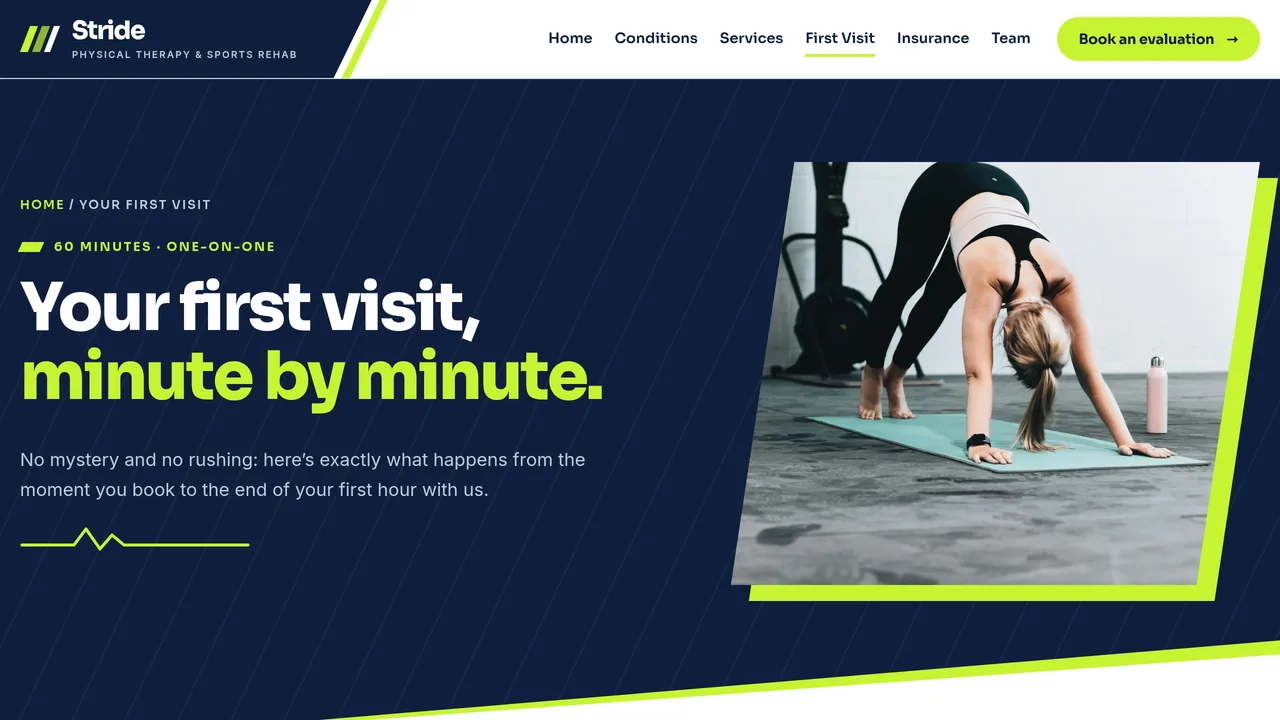 Stride Physical Therapy & Sports Rehab — Physical Therapy Clinic Website (7 Pages) — preview screenshot 4 of 4