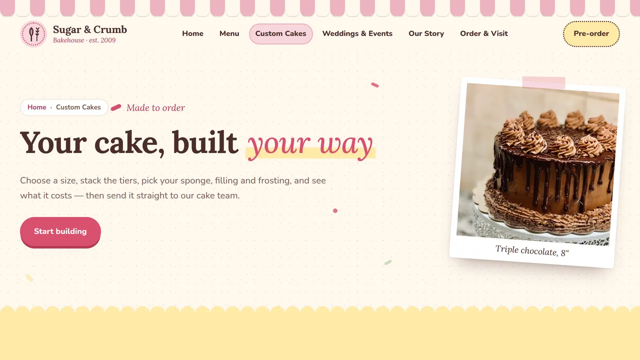 Sugar & Crumb Bakehouse — Bakery & Patisserie Website (6 Pages) — preview screenshot 3 of 4