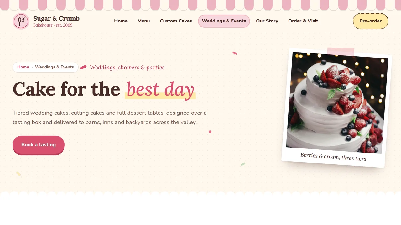 Sugar & Crumb Bakehouse — Bakery & Patisserie Website (6 Pages) — preview screenshot 4 of 4