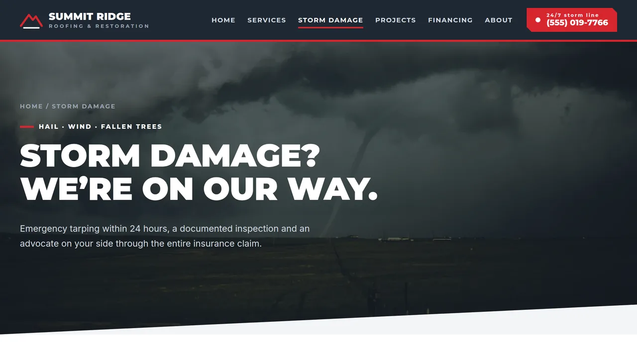 Summit Ridge Roofing — Roofing Contractor Website (7 Pages) — preview screenshot 3 of 4