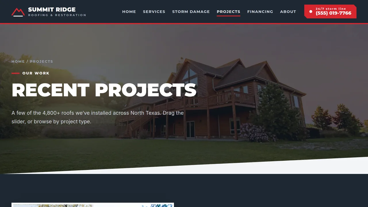 Summit Ridge Roofing — Roofing Contractor Website (7 Pages) — preview screenshot 4 of 4