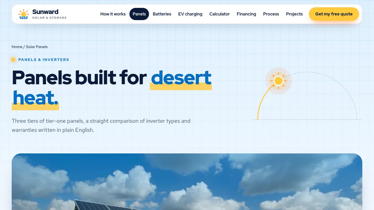Sunward Solar & Storage — Residential Solar Installer Website (10 Pages) — preview screenshot 3 of 4