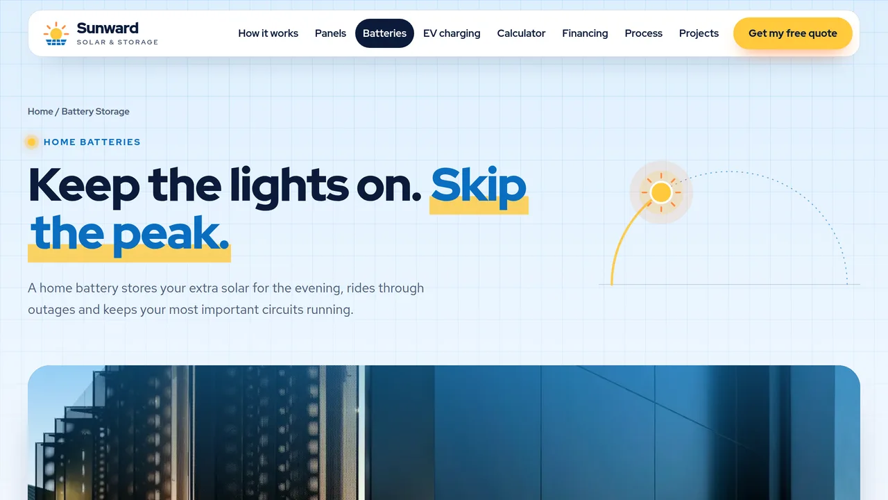 Sunward Solar & Storage — Residential Solar Installer Website (10 Pages) — preview screenshot 4 of 4