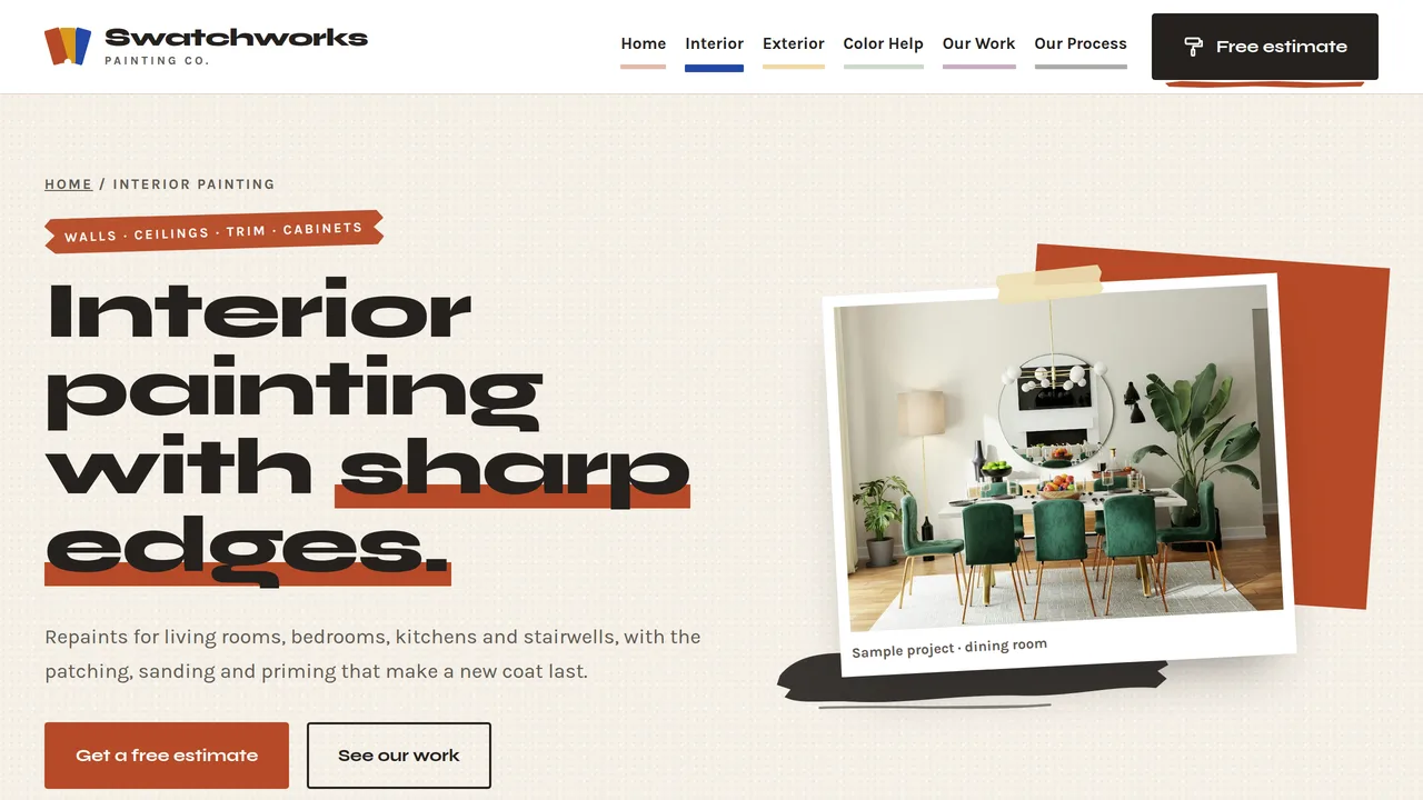Swatchworks Painting Co. — Painting Contractor Website (7 Pages) — preview screenshot 2 of 4