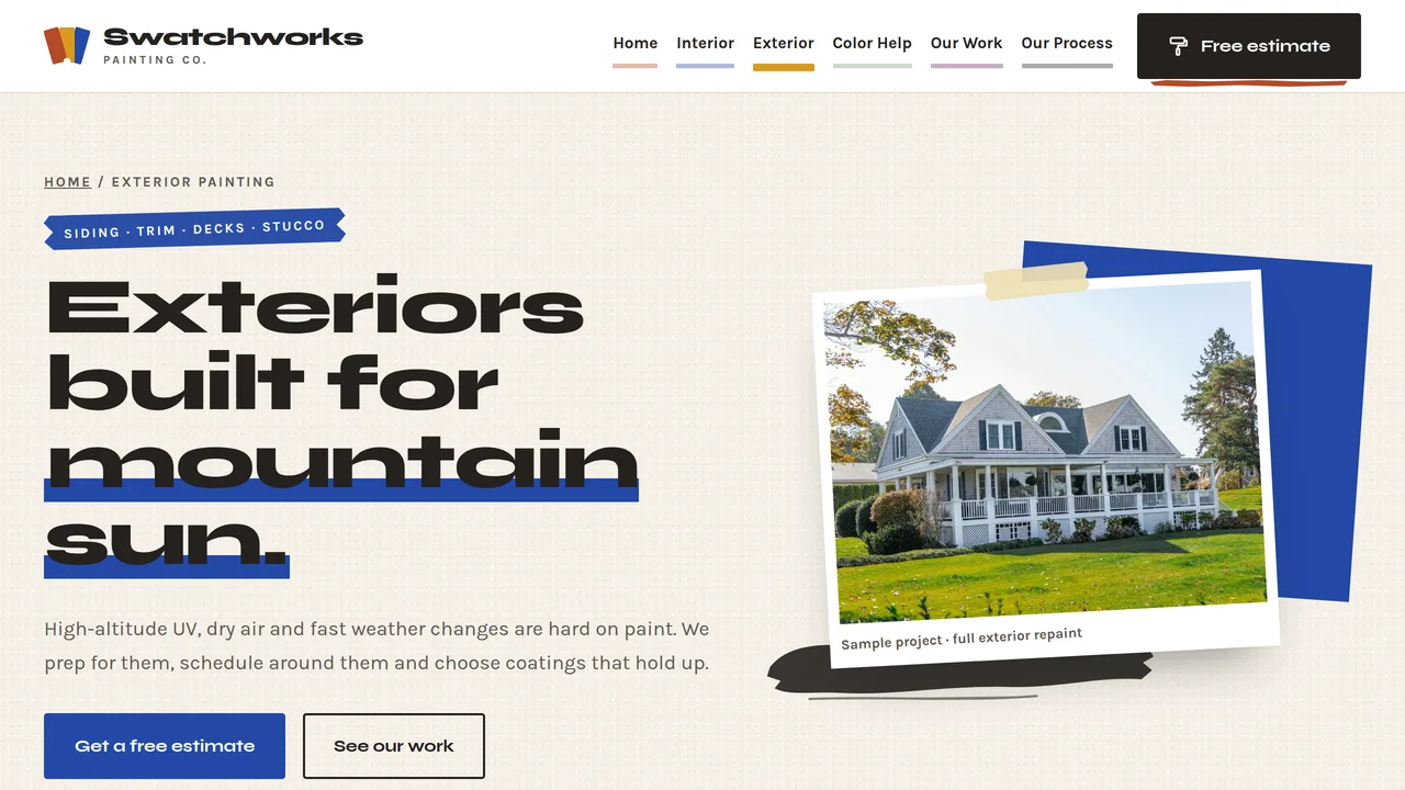 Swatchworks Painting Co. — Painting Contractor Website (7 Pages) — preview screenshot 3 of 4