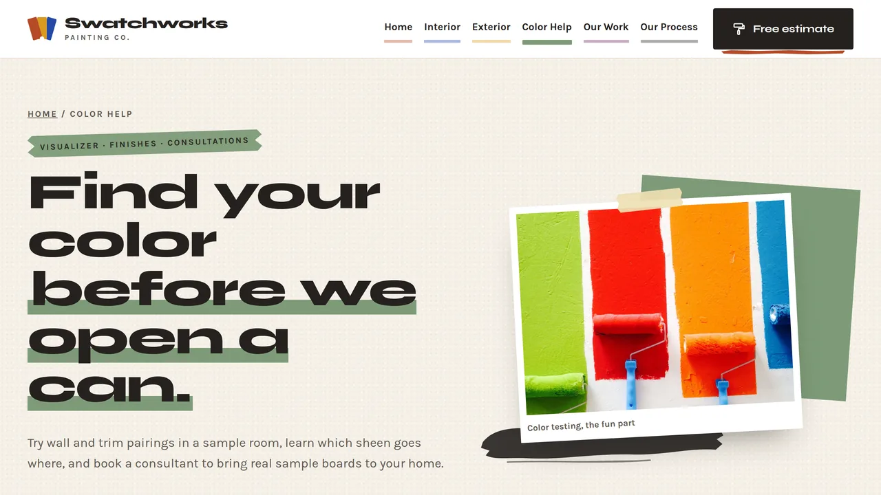 Swatchworks Painting Co. — Painting Contractor Website (7 Pages) — preview screenshot 4 of 4