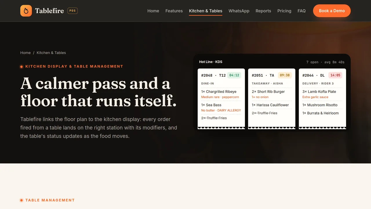 Tablefire POS — Restaurant, Café & Takeaway POS Software Website (Frontend + Backend) — preview screenshot 3 of 3