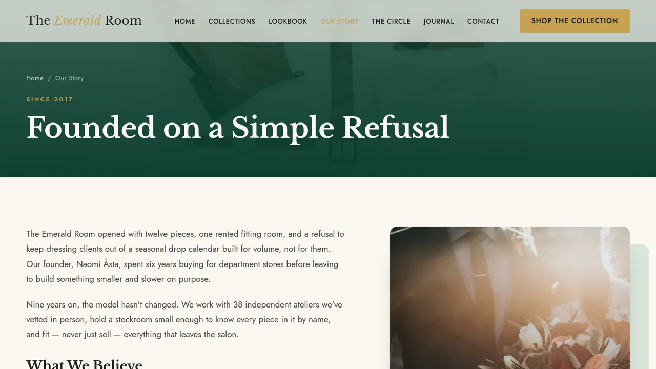 The Emerald Room — Premium Fashion Boutique Website (8 Pages) — preview screenshot 4 of 4