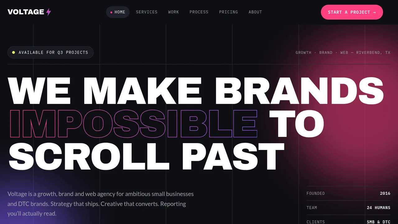 Voltage Digital — Digital Marketing Agency Website (7 Pages) — preview screenshot 1 of 4