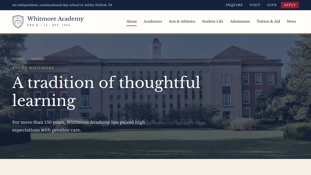 Whitmore Academy — Private School Website (10 Pages) — preview screenshot 2 of 4