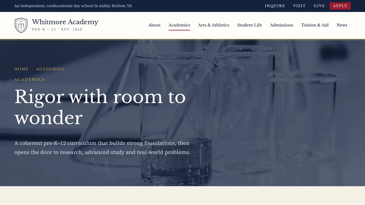 Whitmore Academy — Private School Website (10 Pages) — preview screenshot 3 of 4