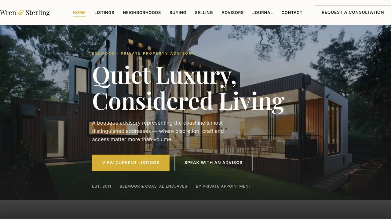 Wren & Sterling — Luxury Real Estate Website (14 Pages) — Static Websites template preview